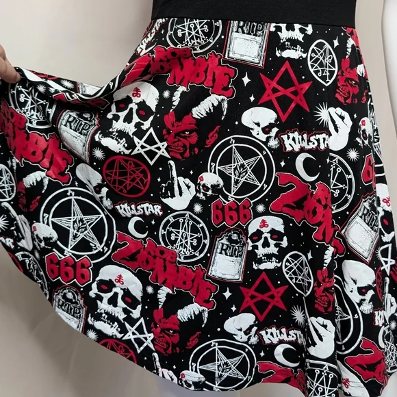 RARE Dead Stock Killstar Rob Zombie Spookshow Bardot Dress Black, Red & White - Picture 9 of 9